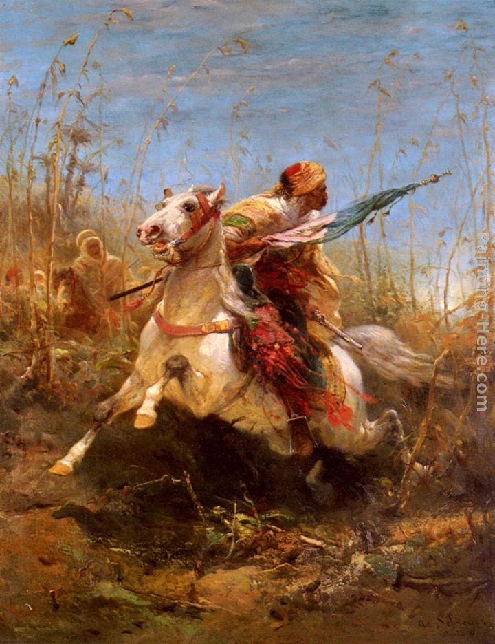 Adolf Schreyer Arab Warrior Leading A Charge